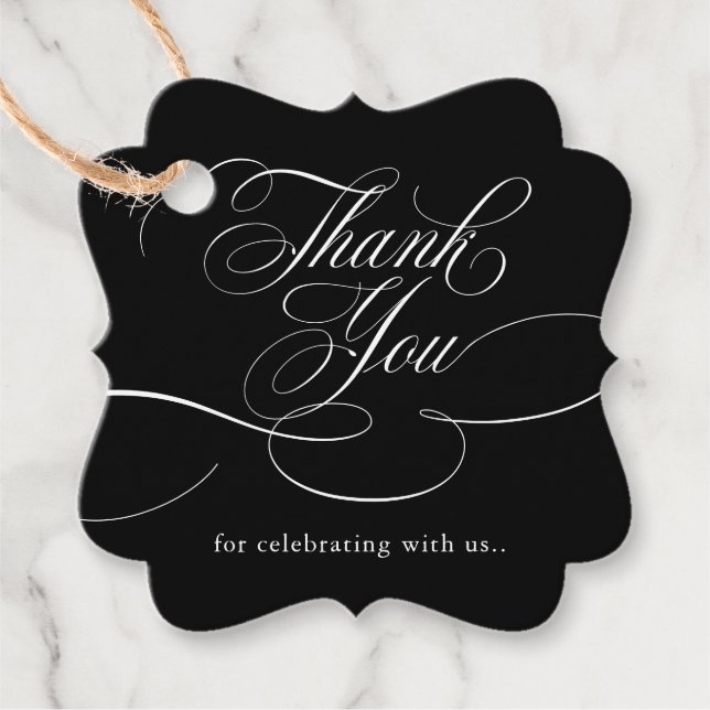 Svart tack för modern kalligrafi gåvor etiketter (Framsida)