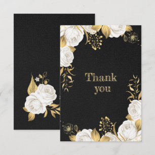 svart tack för vit guld-blommigt, kort