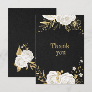 svart tack för vit guld-blommigt, kort