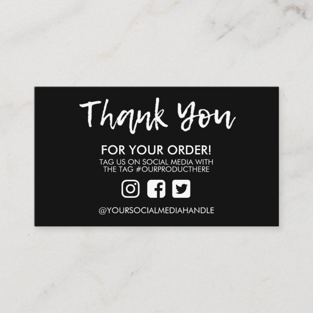 Svart Tack Media Infoga Social Visitkort (Framsida)