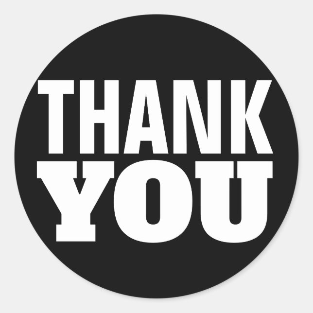 Svart Tack Runt Klistermärke (Framsida)