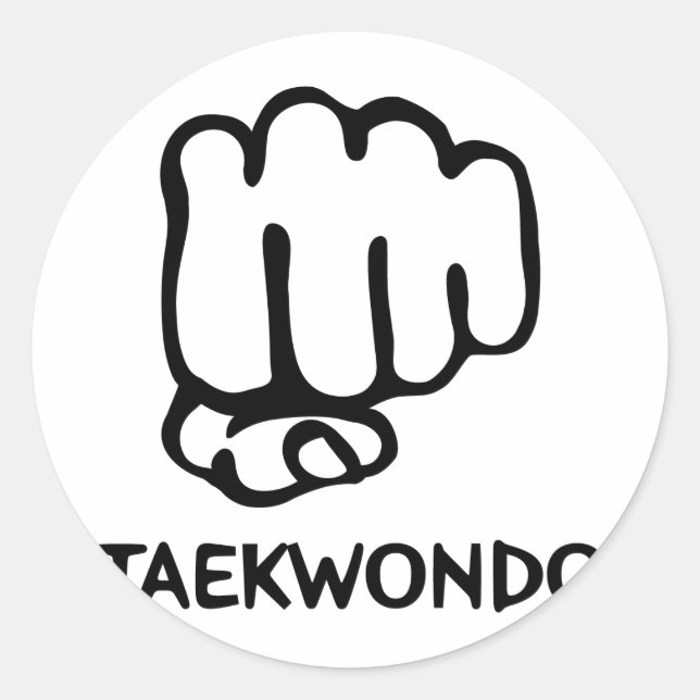 svart taekwondo-ikon runt klistermärke (Framsida)