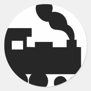 svart tågjärnvägsymbol runt klistermärke