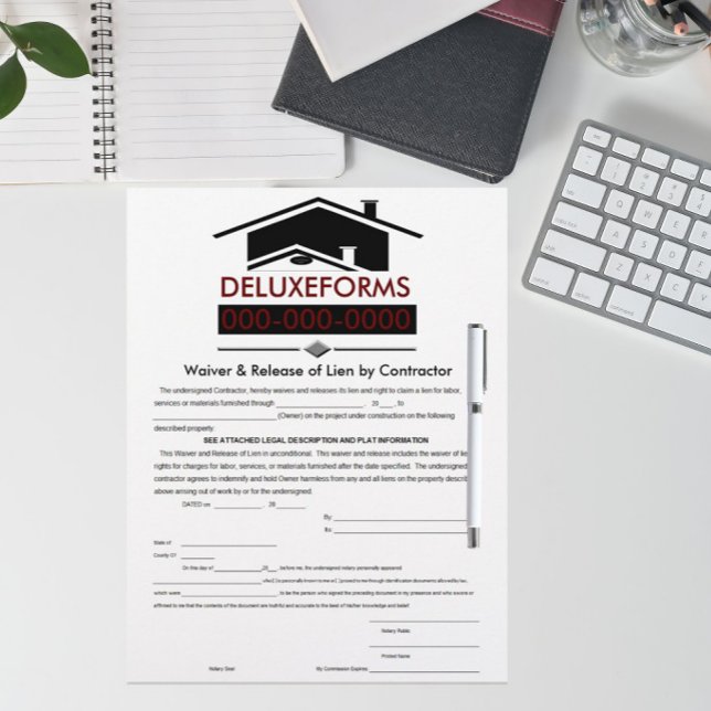 Svart tak Waiver & Release Lien entreprenör Form (Skapare uppladdad)
