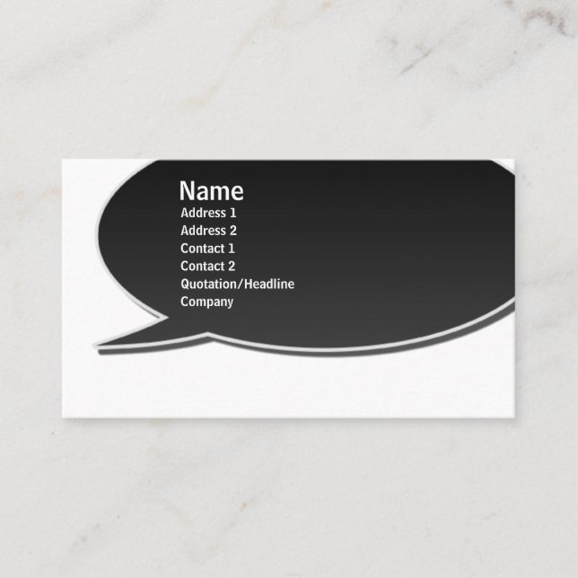 Svart tal bubblar kortet visitkort (Framsida)