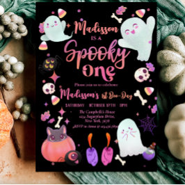 svart taloky en Halloween Ghost första födelsedag Inbjudningar