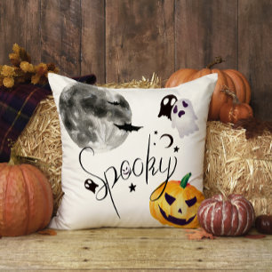 Svart taloky Måne Ghost Fladdermus Halloween Kudde