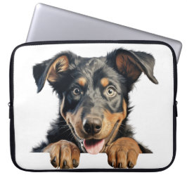SVART & TAN BEAUCERON VALP HUND LAPTOP FODRAL