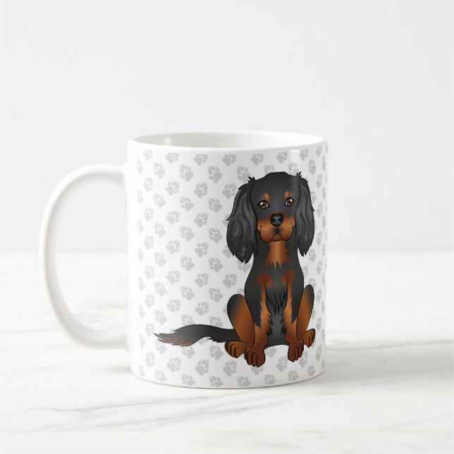 Svart & Tan Cavalier King Charles Spaniel & Tassar Kaffemugg (Vänster)