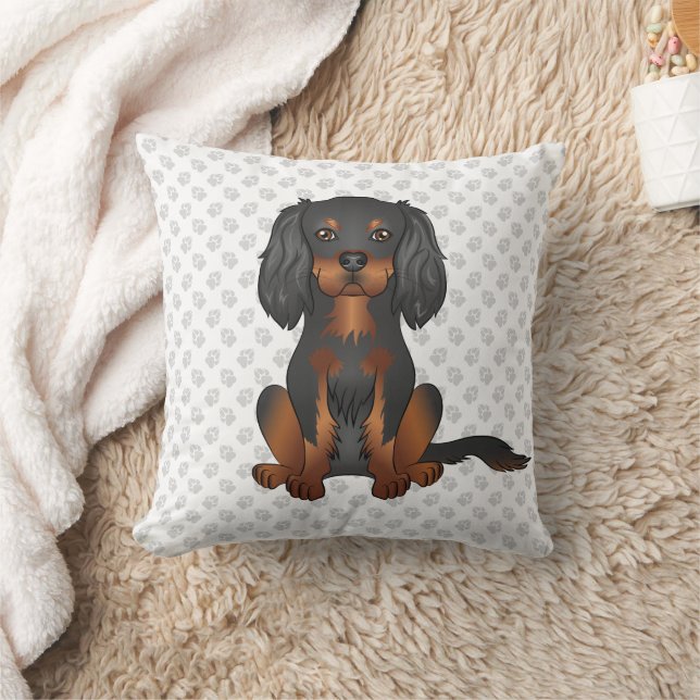 Svart & Tan Cavalier King Charles Spaniel & Tassar Kudde (Filt)