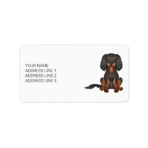 Svart & Tan Cavalier King Charles Spaniel & Text Adressetikett