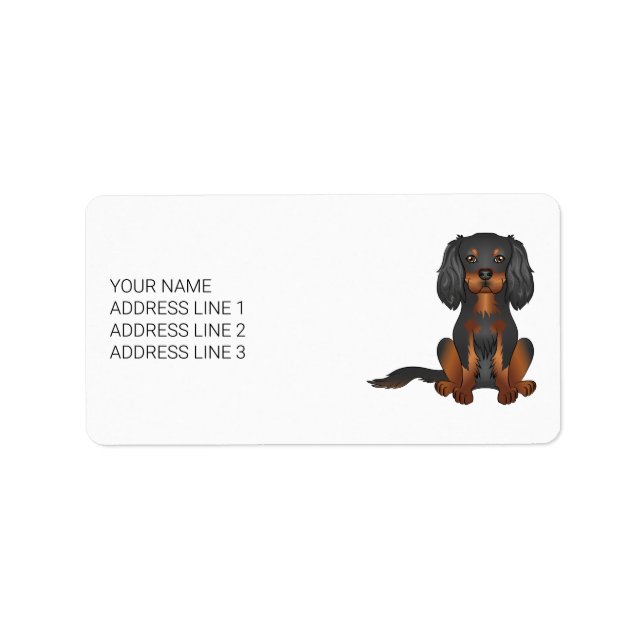 Svart & Tan Cavalier King Charles Spaniel & Text Adressetikett (Framsidan)