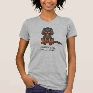 Svart & Tan Cavalier King Charles Spaniel & Text T Shirt