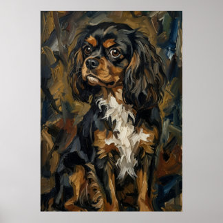Svart Tan Cavalier Spaniel Porträtt Poster