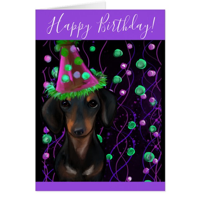 Svart & Tan Doxie Hälsningskort (Framsidan)