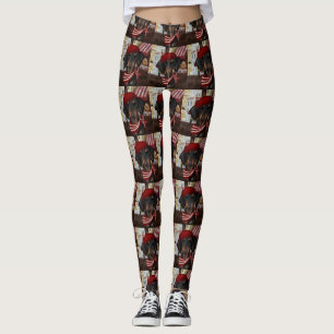 Svart & Tan Doxie Leggings