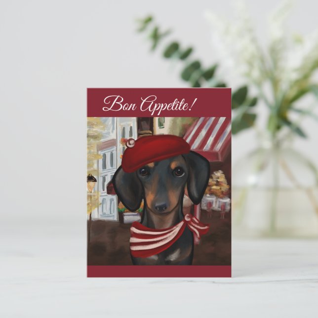 Svart & Tan Doxie Vykort (Stående Fram)