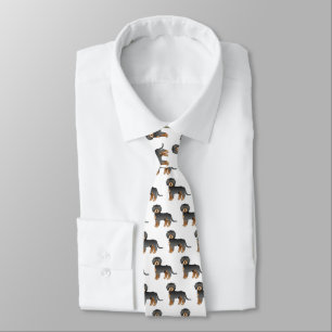 Svart & Tan Mini Goldendoodle Tecknad Hund Mönster Slips