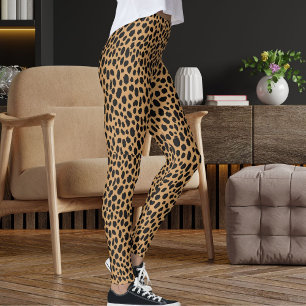 Svart Tan Och Brun Safari Leopard Hudmönster Leggings