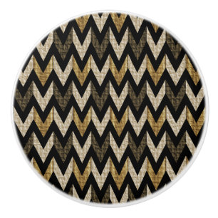 Svart, Tan och Guld Herringbone Texturerad design Knopp