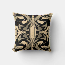 Svart Tan Taupe Beige Blommig Moasik Stora Plattor Kudde