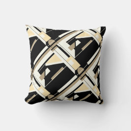 Svart, Tan, Vit, Glid diagonal geometrisk design Kudde