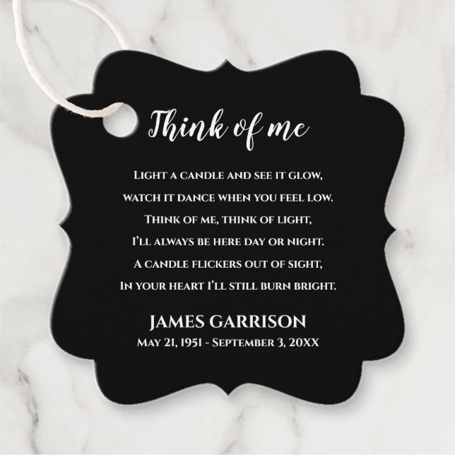 Svart Tänka Firande av Life Candle Gåvor Etiketter (Framsida)