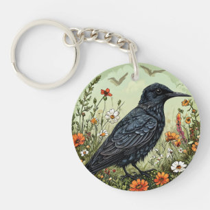 🖤 Svart Tärna Fågel Blommig Natur Design 