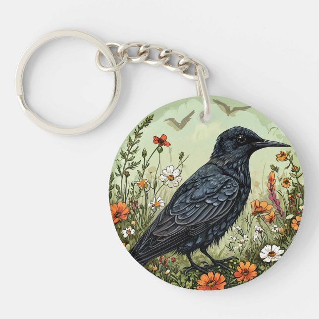 🖤 Svart Tärna Fågel Blommig Natur Design  (Framsidan)