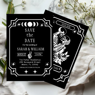 svart tarot Goth spara datum bröllopsinbjudan Inbjudningar