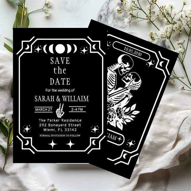 svart tarot Goth spara datum bröllopsinbjudan Inbjudningar (Skapare uppladdad)