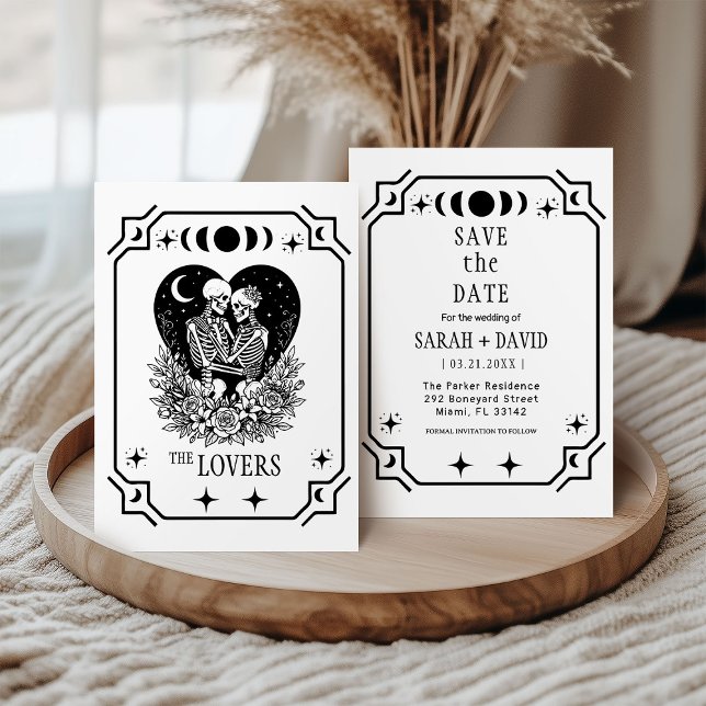 svart tarot Goth spara datum bröllopsinbjudan Inbjudningar (Skapare uppladdad)