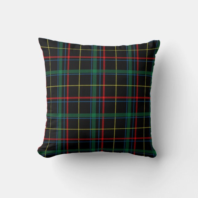 Svart Tartan eller Ped Print Dekorativ kudde (Framsida)