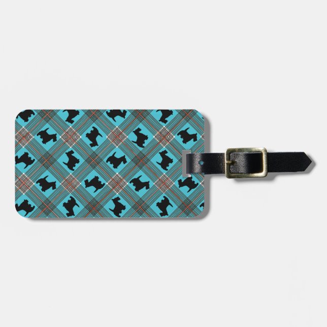 Svart Tartan för Scottiehundpläd Bagagebricka (Horisontell Framsida)