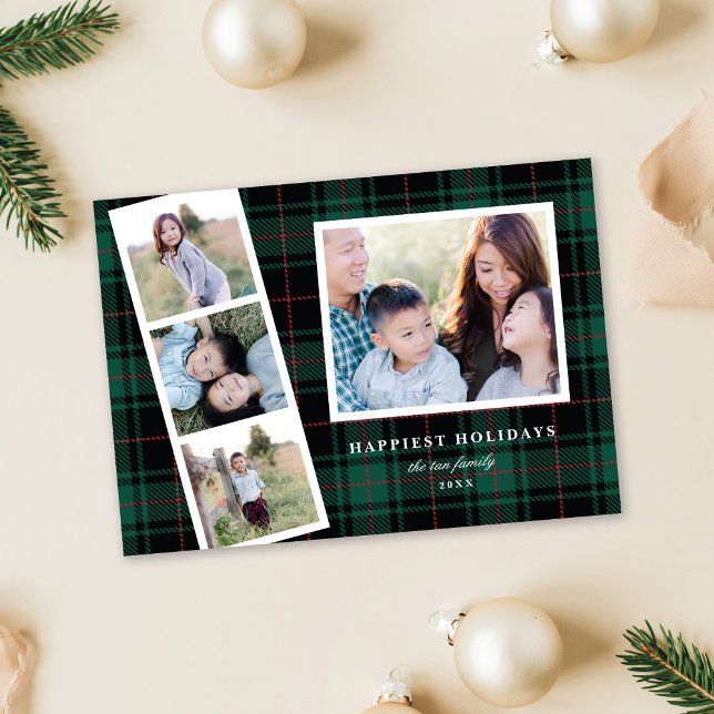 Svart Tartan-Helgdag med flera foto-Gröntar Julkort (Skapare uppladdad)