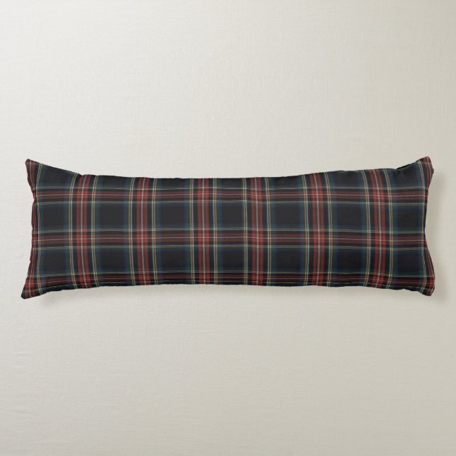 Svart tartandel Pillow ( 20 x 54 tum) Kroppskudde (Framsidan)