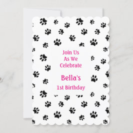 Svart Tass avtryck Pet Birthday-inbjudan Inbjudningar