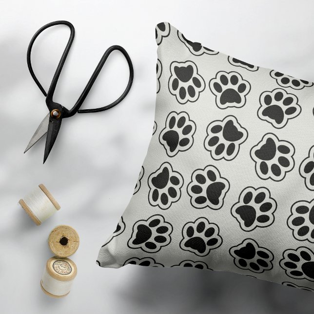 Svart Tassar, Hund, Tassar, Katt Tassar, kontur Prydnadskudde (Skapare uppladdad)