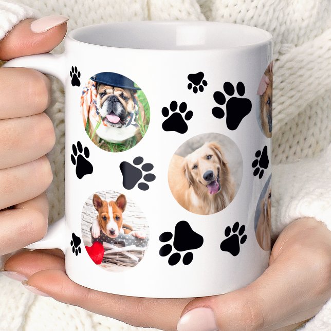 Svart tassavtryck 8 Husdjur Hund Foto Collage Kaffemugg (Skapare uppladdad)