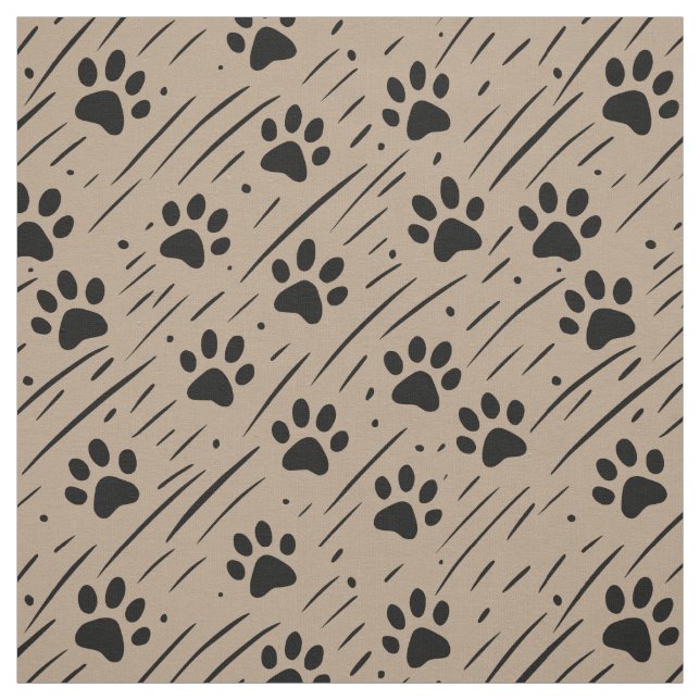 Svart & Taupe Tassavtryck Bomullstyg per Yard Tyg (Provkarta)