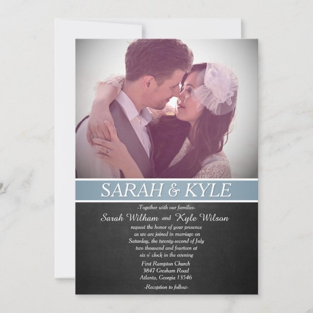 Svart tavla bröllopsinbjudan inbjudningar (Framsida)