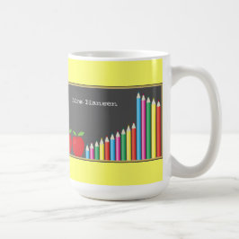Svart tavla & färgpennalärare kaffemugg