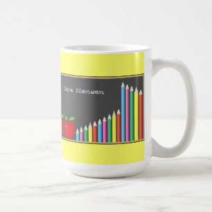 Svart tavla & färgpennalärare kaffemugg
