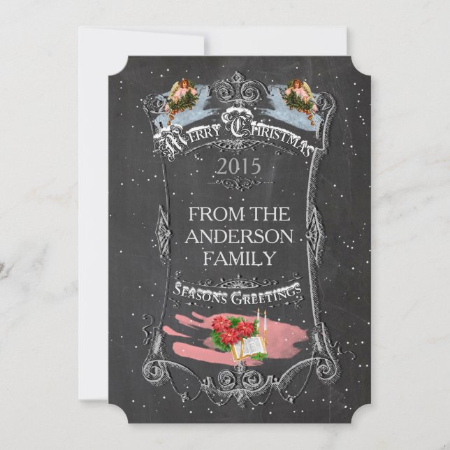 Svart tavla för god julvintage julkort (Framsida)