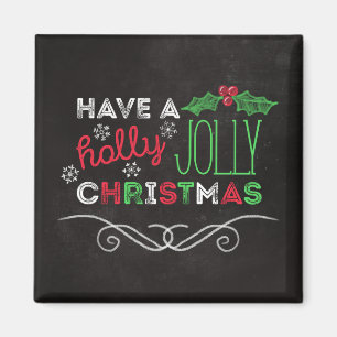 Svart tavla för Jolly jul för järnek lantlig Magnet