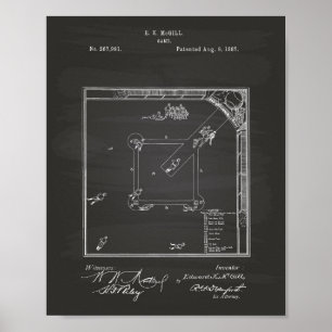 Svart tavla för konst för basketmatch 1887 poster