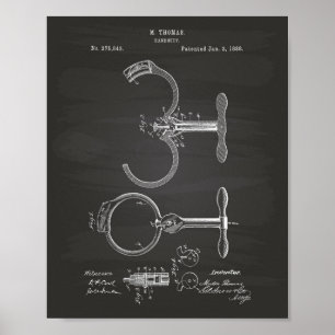 Svart tavla för konst för handboja 1888 patenter poster
