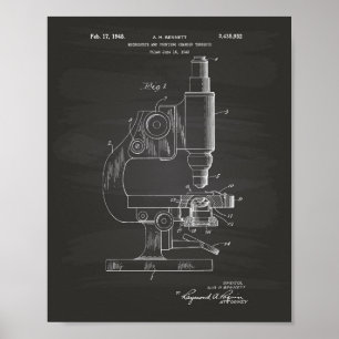 Svart tavla för konst för mikroskop 1948 poster
