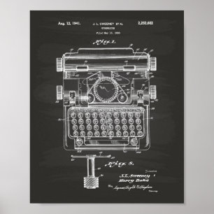 Svart tavla för konst för skrivmaskin 1941 poster