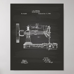 Svart tavla för konst för symaskin 1866 patenter poster